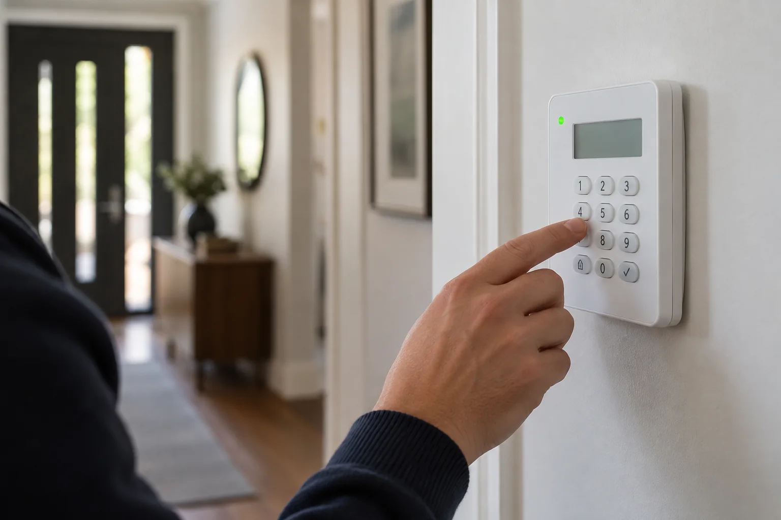 A wall-mounted alarm keypad — illustration for Adelaide locksmith services