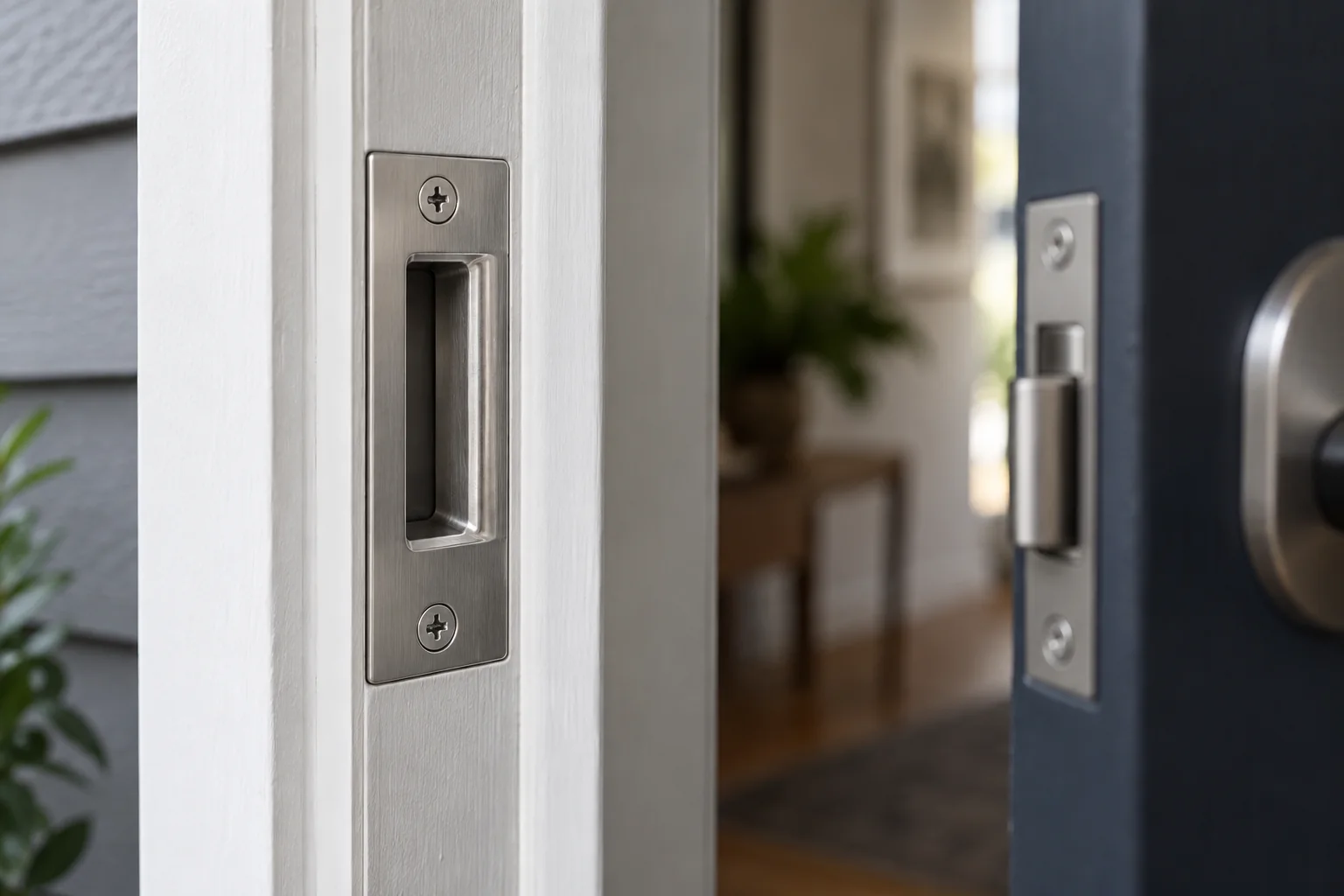 Close-up of a door strike plate and latch opening — illustration for Adelaide locksmith services
