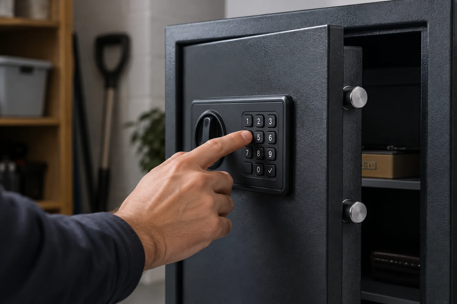 Electronic keypad on the front of a safe — illustration for Adelaide locksmith services