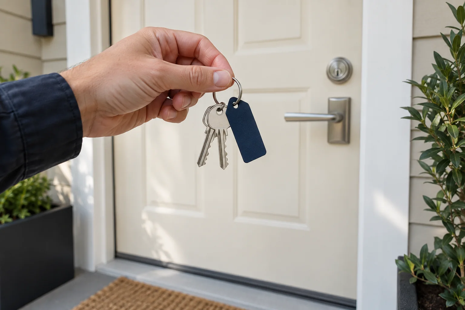 A tenancy key set being handed over — illustration for Adelaide locksmith services