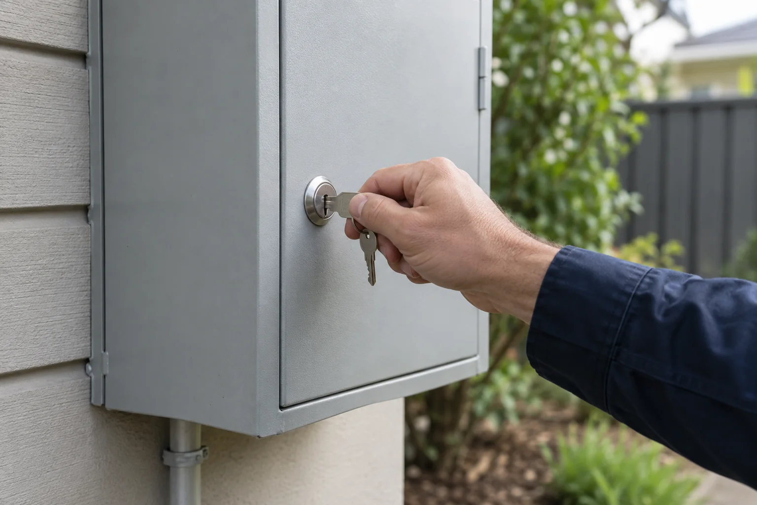 Close-up of a meter-box lock — illustration for Adelaide locksmith services